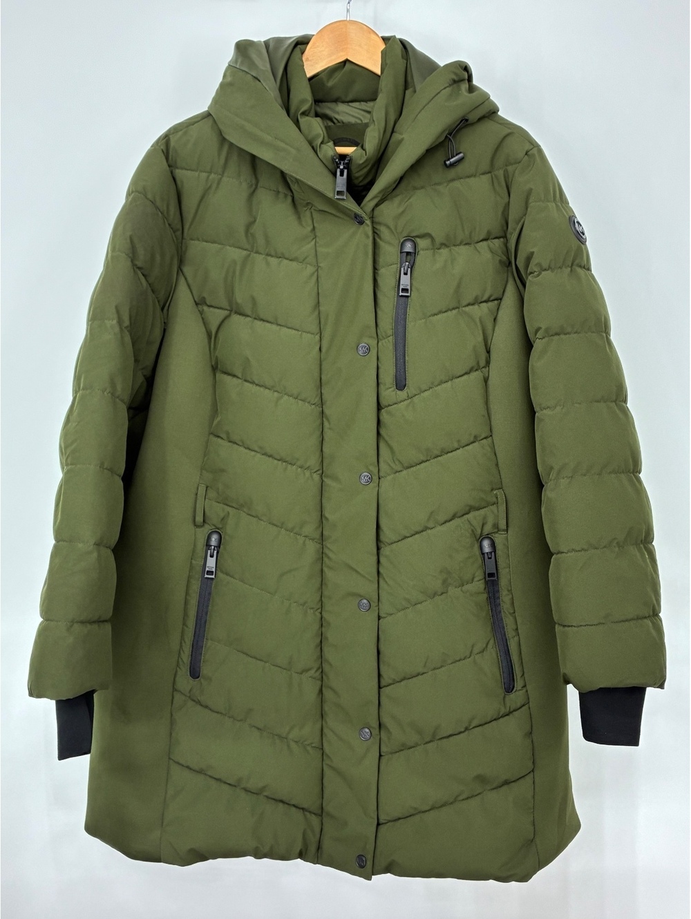Michael Kors Women's Olive Green Long Puffer Winter Coat Size 3X
